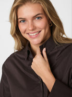 Neo Noir Dita Poplin Skjorte Chocolate Brown