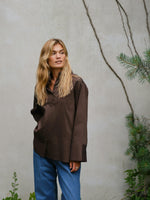 Neo Noir Dita Poplin Skjorte Chocolate Brown