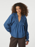 Neo Noir Janis Bluse Denim Blå