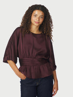 Neo Noir Annegret Sateen Bluse Burgundy