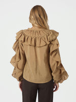 Neo Noir Nula Flounce bluse Mørk Sand