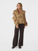 Neo Noir Nula Flounce bluse Mørk Sand