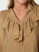 Neo Noir Nula Flounce bluse Mørk Sand