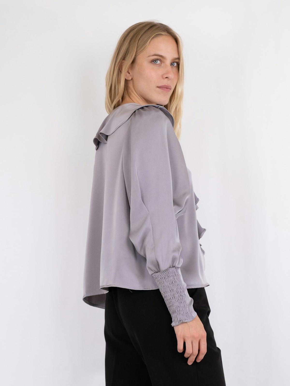 Neo Noir Sandi Sateen bluse - Grå