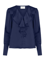 Neo Noir Sandi Sateen bluse - Navy