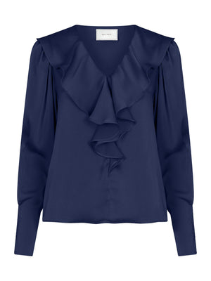 Neo Noir Sandi Sateen bluse - Navy