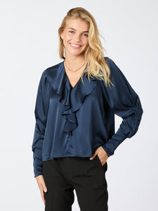 Neo Noir Sandi Sateen bluse - Navy