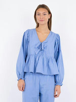 Neo Noir Bessie Poplin Bluse Lyseblå