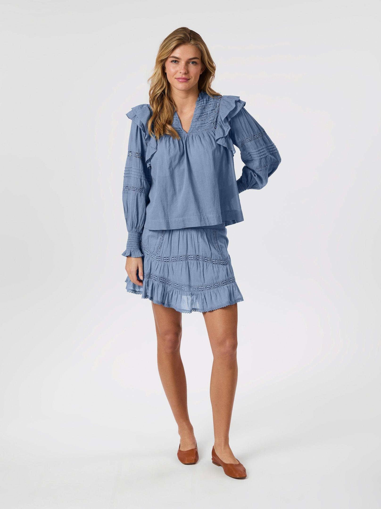 Neo Noir Mauri S Voile Skjorte Støvet Blå