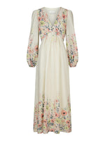 Neo Noir Silfi Flower Print Kjole Creme