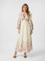 Neo Noir Silfi Flower Print Kjole Creme