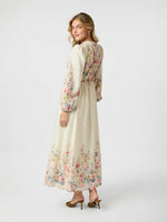 Neo Noir Silfi Flower Print Kjole Creme