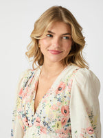 Neo Noir Silfi Flower Print Kjole Creme