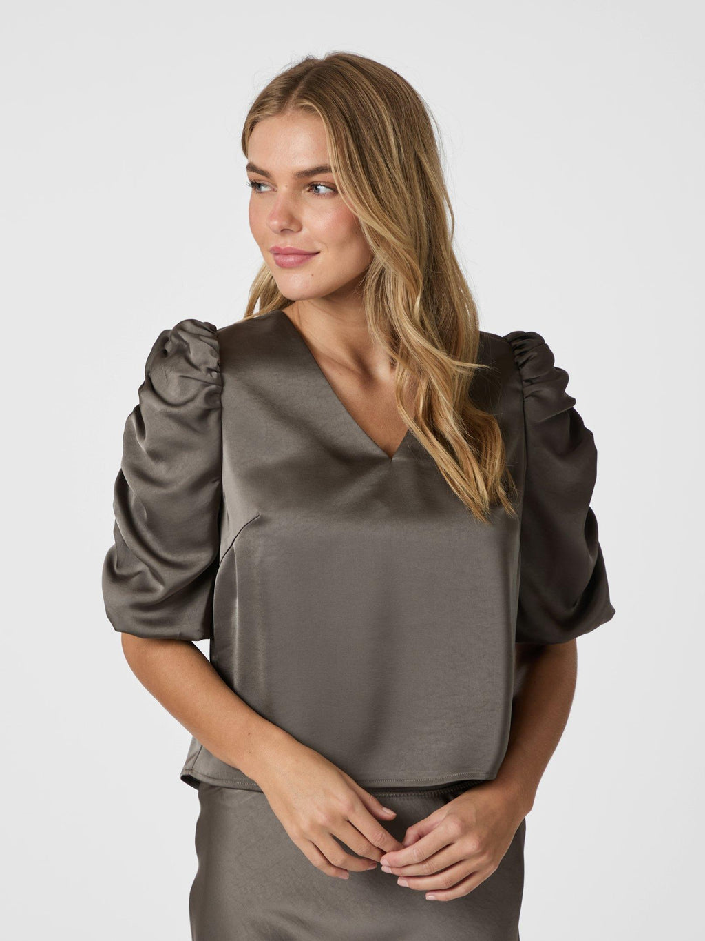 Neo Noir Elba Sateen Bluse Grå