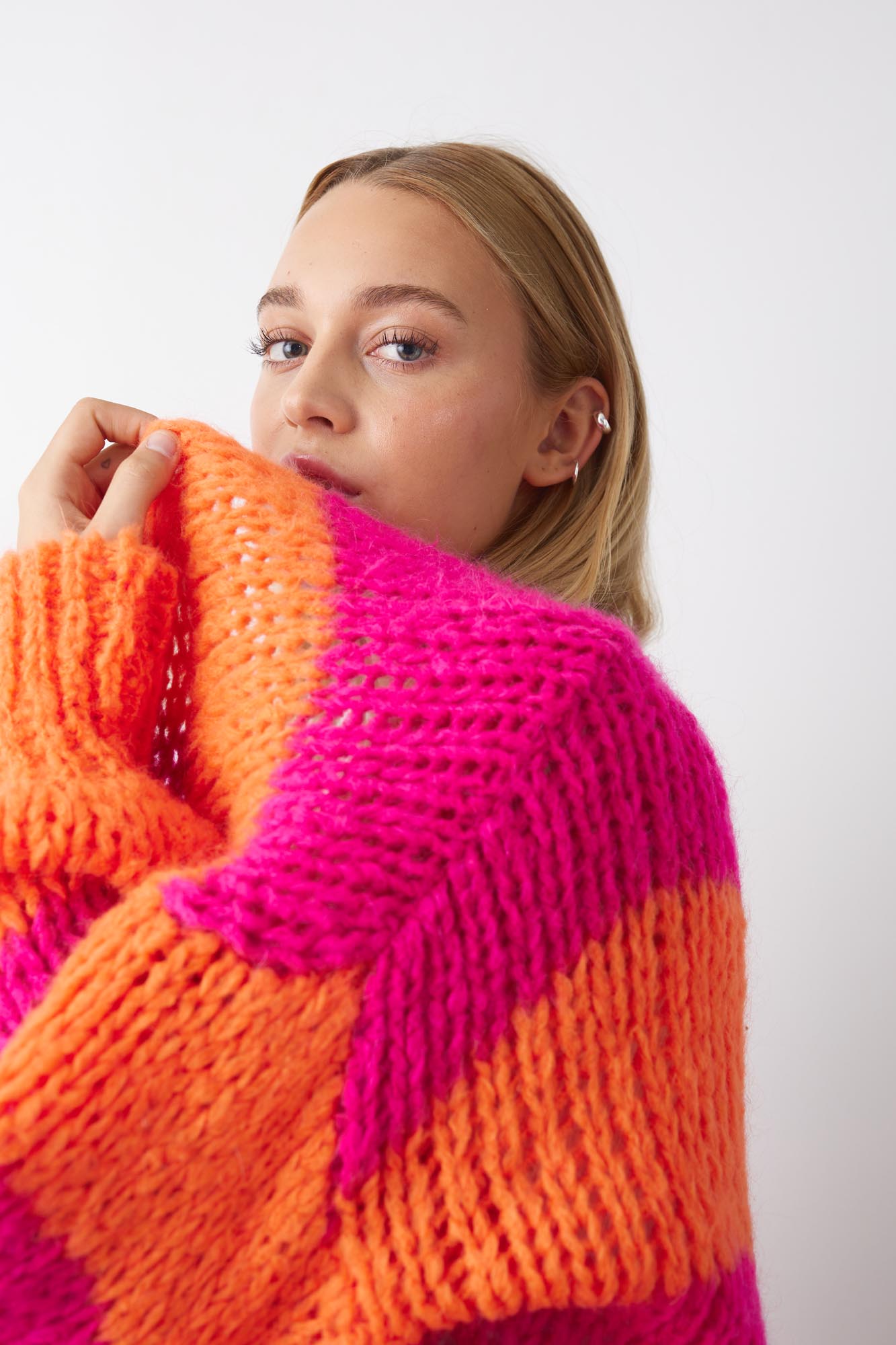 Noella Fora Strikcardigan Pink/Orange