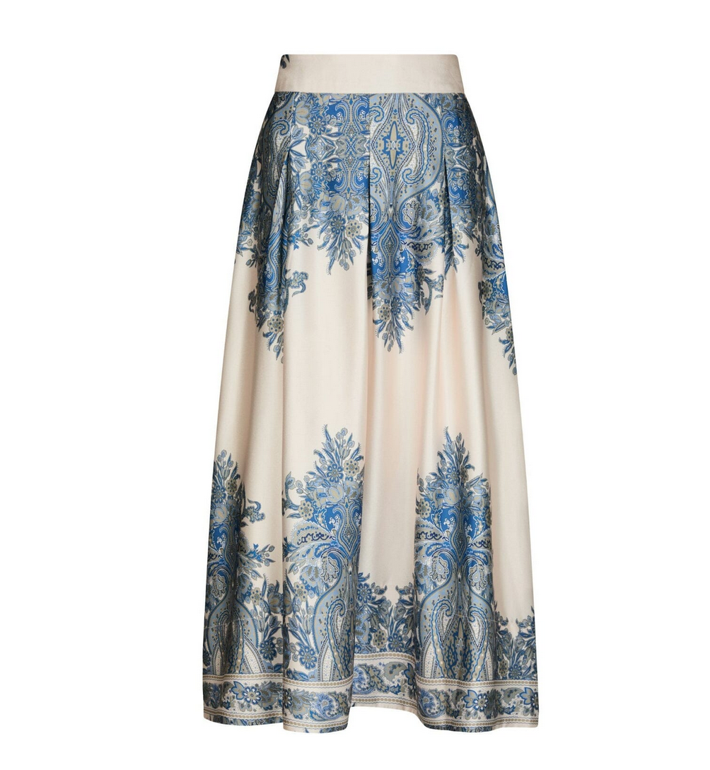 Neo Noir Lenni Paisley Border Nederdel Blå