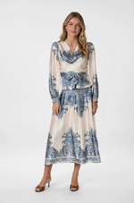 Neo Noir Lenni Paisley Border Nederdel Blå