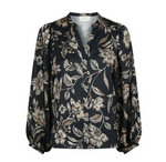 Neo Noir Canvas Flower Bluse Navy