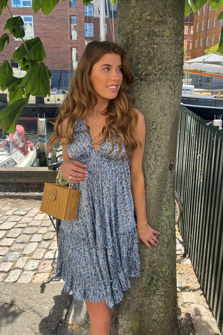 Continue Dolly kjole Paisley Blå