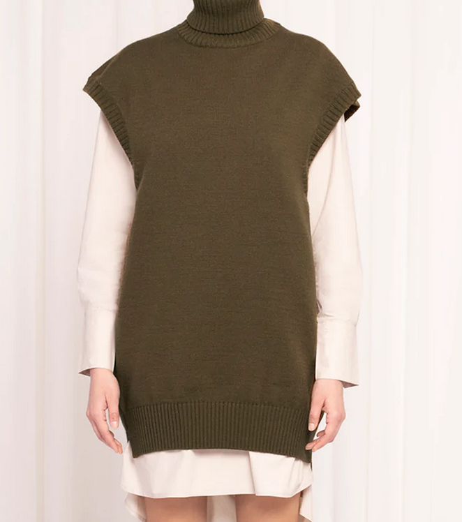 Birgitte Herskind Flanning Vest Mørk Khaki